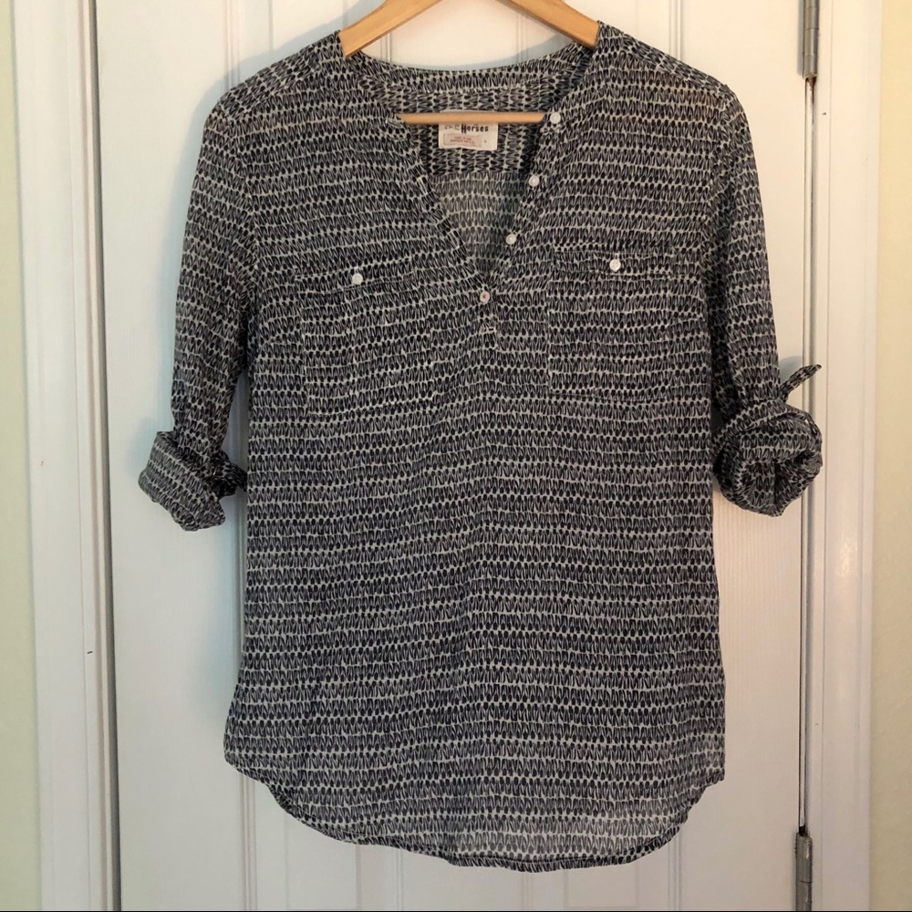 Anthropologie Holding Horses printed button down